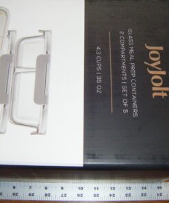 JoyJolt Divided Food Storage Containers with Lids Airtight. 5 Pack Glass Meal Prep Containers 2 Compartment Set Glass Bento Box. Reusable Food Containers, Portion Control Containers for Weight Loss Gray 44 71TXhwpShEL