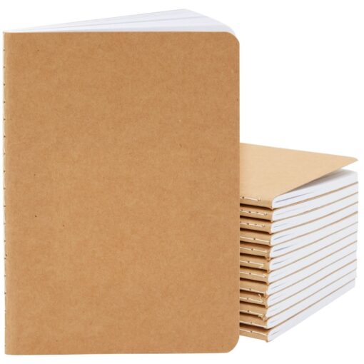 12-Pack Kraft Paper Notebooks A6 Size, 4x6 In Writing Journal with 80 Lined Pages, Notebook Set for Students, Writing, Classroom, Travel, Business, Office Supplies 12-pack