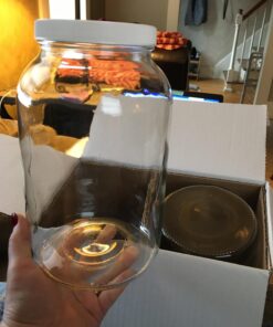 2 Pack ~ Wide Mouth 1 Gallon Clear Glass Jar - White Lid with Liner Seal for Fermenting Kombucha/Kefir, and Storing Food - USDA Approved, Dishwasher Safe 18 71TYUO50jCL