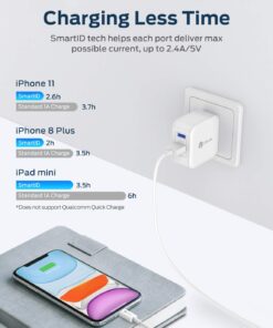 Alternative view of iClever BoostCube 2nd Generation 24W Dual USB Wall Charger with SmartID Technology, Foldable Plug, Travel Power Adapter for iPhone Xs/XS Max/XR/X/8 Plus/8/7 Plus/7/6S/6 Plus, iPad Pro Air/Mini and Other Tablet 1 Pack