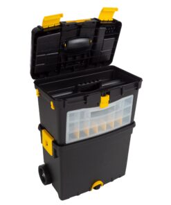 Alternative view of Rolling Tool Box with Wheels, Foldable Comfort Handle, and Removable Top – Toolbox Organizers and Storage by Stalwart