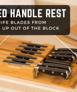 In-Drawer Bamboo Knife Block Holds 12 Knives (Not Included) Without Pointing Up PLUS a Slot for your Knife Sharpener! Noble home & chef Knife Organizer Made from Quality Moso Bamboo 12 Holder 28 71TcNs1CKL