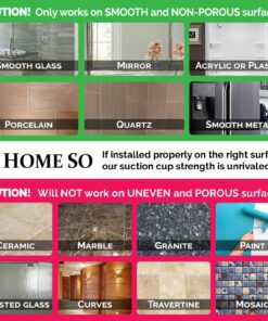 HOME SO Suction Cup Hooks for Shower, Bathroom, Kitchen, Glass Door, Mirror, Tile – Loofah, Towel, Coat, Bath Robe Hook Holder for Hanging up to 15 lbs – Rustproof Chrome Stainless Steel (1-Pack) 1 23 71TctXH6m6L