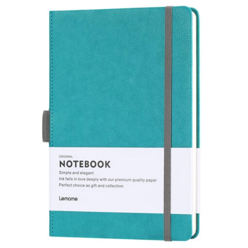 Lemome Thick Classic Notebook with Pen Loop A5 College Ruled Hardcover Writing Notebook with Pocket + Page Dividers Gifts, Banded, Large, 180 Pages, 8.4 x 5.7 in green