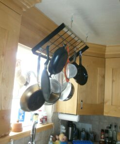 Fox Run Rectangular Hanging Pot Rack with Chains and 6 Hooks, 2 Inch, Black Iron Rectangular With Hooks 42 71TeHdK PvL