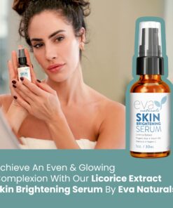 Licorice Extract Skin Brightening Serum by Eva Naturals (1 oz) - Dark Spot Corrector, Serum For Face - Gently Exfoliates For An Even Complexion - With Peptides, CoQ10 and Vitamin E - Face Serum 14 71Tf32QC6UL