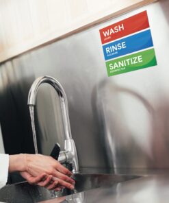 Wash Rinse Sanitize Sink Labels | 3 Compartment Sink Sticker Signs for Food Truck, Restaurant, and Kitchen Food Safety 10 71Tfpx81V1L