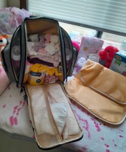 Mancro Diaper Bag Backpack, Large Multifunction Waterproof Travel Baby Changing Bag for Dad Mom with 4 Insulated Pockets and Stroller Straps, Maternity Baby Bag for Boys Girls, Grey Austere Grey 85 71Tgd B5JYL