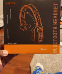 LEVN Bluetooth Headset with Microphone, Trucker Bluetooth Headset with AI Noise Cancelling & Mute Button, Wireless On-Ear Headphones 60 Hrs Working Time, for Trucker Home Office Remote Work Zoom LE-HS012 39 71TggR1nyNL