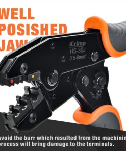 iCrimp Ratchet Wire Crimping Tool Set w/ 5 Interchangeable Jaws for Insulated and Non-Insulated Terminals AWG20-2, Wire Stripper included 17 71ThJBxxllL