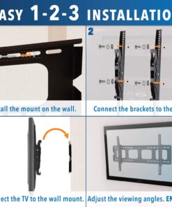 Mount-It! Tilt TV Wall Mount Bracket for 40-70 inch LCD, LED, or Plasma Flat Screen TV - Super-Strength Load Capacity 220 lbs - 15 Degree Tilt Up & Down, Max VESA 850x450 Free 6 ft HDMI Cable 27 71Thg22GP1L 1