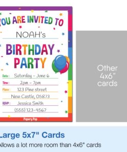 30 Birthday Invitations with Envelopes (30 Pack) - Kids Birthday Party Invitations for Boys or Girls - Rainbow 10 71ThjGIHL
