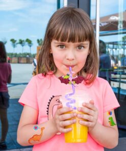 FZR Legend 24 Reusable Dinosaur Drinking Plastic Straws + 6 Dinosaur Temporary Tattoos for Kids Girls Boys | Dinosaur Birthday Party Supplies Three Rex Party Favors Decorations with Cleaning Brush 21 71TieRPTrQL