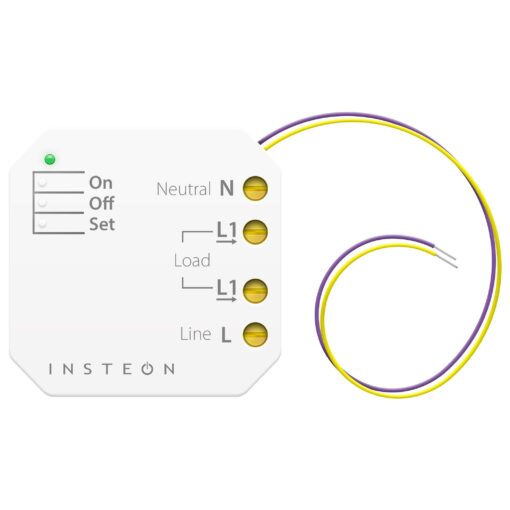 Insteon Micro On/Off Switch Adapter, Inline Module, 2443-222 - Insteon Hub required for voice control with Alexa & Google Assistant White Micro On/Off Module