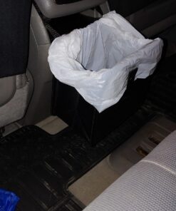 KMMOTORS Car Trash Can, Leather Trash Bag Foldable Hanging bin, Cute car Gadgets, Garbage Container, Vegan Leather(Medium, Black) Medium 53 71Tm18FAaL