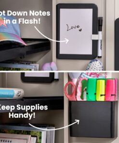 LockerMate Adjust-A-Shelf 6-Piece Locker Accessories Set, Extends to Fit Your Locker, Includes Storage Drawer, Mirror, Whiteboard, Storage Cup, Black (50924KIT-BLK) Shelf + 6 Piece Kit 13 71TmmRGDJHL