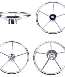 Alternative view of Amarine-made13-1/2 Inch 5-Spoke Destroyer Style Stainless Boat Steering Wheel