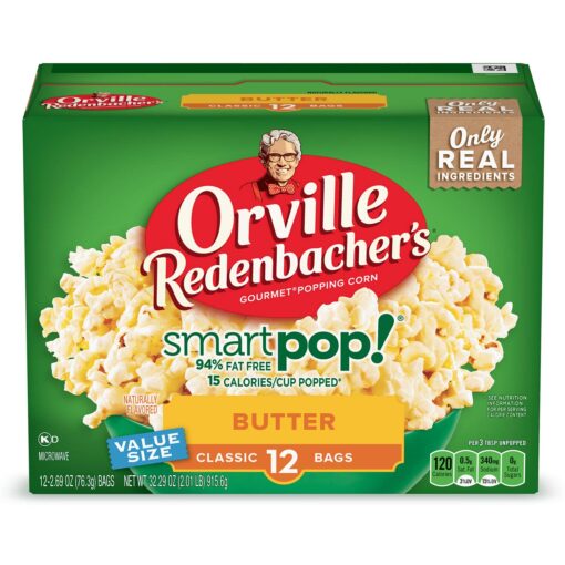 Orville Redenbacher’s SmartPop! Butter Microwave Popcorn, 2.69 Ounce Classic Bag, 12-Count, Pack of 6