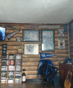 York Wallcoverings Lake Forest Lodge Mountain Logs Removable Wallpaper Brown .136 37 71ToL vOjL