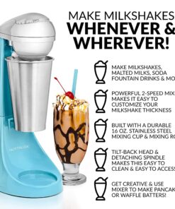 Alternative view of Nostalgia Electric MLKS100BL Two-Speed Milkshake Maker, Blue Blue Original