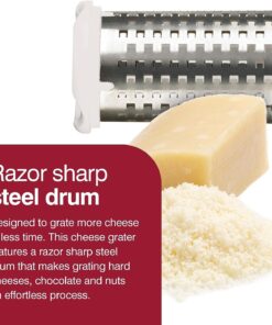 Zyliss Professional Cheese Grater, NSF Certified - Rotary Cheese Grater - Handheld Cheese Grater with Handle - Vegetable, Chocolate, Hard Cheese & Nut Grater - White Restaurant Cheese Grater 25 71TrLx2xhyL