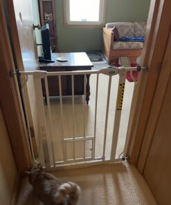 Carlson Extra Wide Walk Through Pet Gate with Small Pet Door, Includes 4-Inch Extension Kit, Pressure Mount Kit and Wall Mount Kit,White 37 71Tsio1PVzL