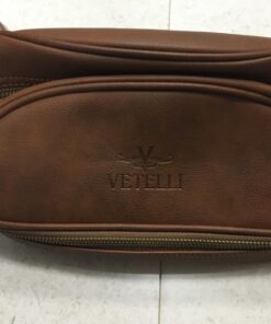 Vetell Classic Men's Leather Toiletry Bag and Dopp Kit with Upper and Lower Zippered Compartments, 2 Mesh Bottle Pouches, and Carrying Handle - The Best Gift for Men. 59 71TszTeRFML