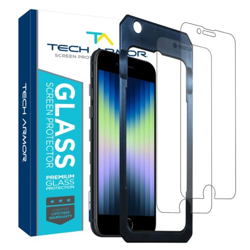 Tech Armor Ballistic Glass Screen Protector Designed for Apple NEW iPhone SE 3 (2022), iPhone SE 2 (2020), iPhone 6, 6S, 7, 8 (4.7 Inch) 2 Pack Tempered Glass