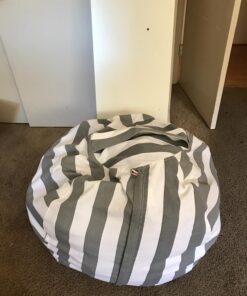 Creative QT Stuff ’n Sit Extra Large 38’’ Bean Bag Storage Cover for Stuffed Animals & Toys – Gray & White Stripe – Toddler & Kids’ Rooms Organizer – Giant Beanbag Great Plush Toy Hammock Alternative Grey/White Striped X-Large 43 71TwTfUTgrL 2