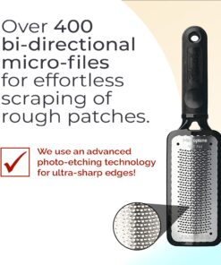 Microplane Colossal Foot File Scraper - The Original Stainless Steel Foot Rasp, Dead Skin/Callus Remover for Feet, Gentle Foot Scrubber, Pedicure Tools for Salon-Quality Foot Care, Black 46 71Ty8Ecaq1L