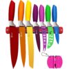 Chefcoo Kitchen Knife Set Plus Magnetic Strip and Sharpener One Cutlery Knives-Best Color Cooking Gadgets-Includes Cheese, Pizza, Paring, 14.5 x 10.9 x 1.5 inches, Red, Yellow, Blue, Green, Pink 42 71TyTsbBpHL