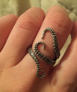 AZYOUNG 316L Stainless Steel Pirate Octopus Ring Tentacles Black S-shaped One Size Opening Ring 33 71TyXnebqCL