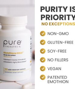 S-Acetyl Glutathione GOLD - 120 DRcaps "Acid-Resistant" | 100mg Per Capsule | Patented Acetylated Form of Glutathione (Emothion®) | 2-4 Month Supply | ZERO Fillers/ Flow Agents | Pharmaceutical Grade 120 Count (Pack of 1) 11 71TyhXDsYjL
