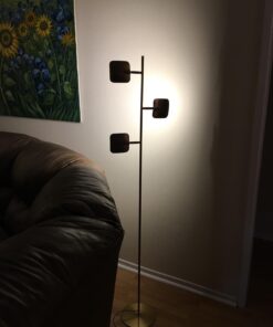 Brightech Tree Floor Lamp for Living Rooms & Offices, Dimmable Standing Lamp for Bedroom Reading, LED Spotlight Floor Lamp, Tall Lamp with Adjustable Panels for Minimal Space Use - Antique Brass 32 71TyrzCcc7L