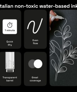 ARTISTRO White Paint Pen for Rock Painting, Stone, Ceramic, Glass, Wood, Tire, Fabric, Metal, Canvas. Set of 5 Acrylic Paint White Marker Water-based Extra-fine Tip 5 Extra-Fine White 24 71U01kMm1wL