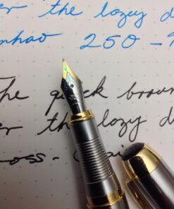 JINHAO 250 Stainless Steel Gold Trim Fountain Pen - Medium 1 53 71U13SSbKL