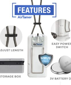 AirTamer A302 | Small Personal and Portable Air Purifier | Lithium Battery Operated | New Electrostatic Purification Technology, Proven Performance, Metal Travel Case 9 71U5PPmUzaL
