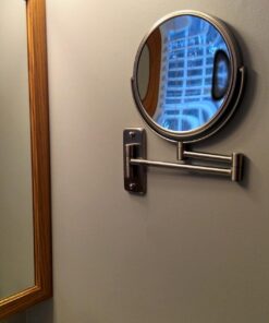 JERDON Two-Sided Wall-Mounted Makeup Mirror - Makeup Mirror with 5X Magnification & Wall-Mount Arm - 8-Inch Diameter Mirror with Nickel Finish Wall Mount - Model JP7506N 35 71U61HMY6LL 2