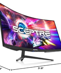 Sceptre 34-Inch Curved Ultrawide WQHD Monitor 3440 x 1440 R1500 up to 165Hz DisplayPort x2 99% sRGB 1ms Picture by Picture, Machine Black 2023 (C345B-QUT168) 34" Curved WQHD 165Hz 28 71U8ztFG6HL