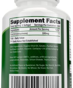 Purely Holistic CoQ10 100mg - 240 SoftGels - 8 Month Supply - Ubiquinone Coenzyme Q10 Supplement - with Organic Olive Oil - Soy Free Co Q 10 - Made in The USA 24 71U9 DdRIL