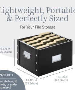 Snap-N-Store File Storage Box & Organizer - 1 Pack - 16.125 x 13.125 x 9.875 Inch Letter/Legal Size Portable File Box with Lid for Documents - Back To School Supplies for Students - Glossy Black Letter/Legal File 18 71U9E3cepkL