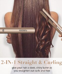 FURIDEN Professional Salon Quality Hair Straightener, Hair Straightener and Curler 2 in 1, Flat Iron Curling Iron in One, Fast Results | Long Lasting Gold 37 71UBaYTqYCL