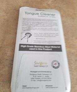 HealthAndYoga(TM) SteloSwipe Tongue Cleaner Scraper - Hygienic Seal-Pack - Surgical Grade Stainless Steel, Non-Synthetic Grip - Sterilizable Metal Tongue Scraper for Adults (1 Pack with Storage Bag) Surgical Steel - 1 Pack 44 71UBn4ISHL
