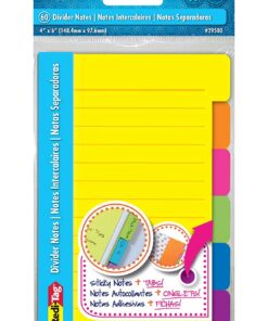 Alternative view of Redi-Tag Divider Sticky Notes, Tabbed Self-Stick Lined Note Pad, 60 Ruled Notes, 4 x 6 Inches, Assorted Neon Colors (29500) 1 Pack