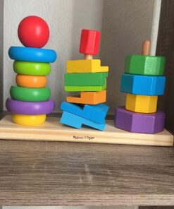 Melissa & Doug Geometric Stacker - Wooden Educational Toy - Shape Sorter And Stacking Toy, Stacking Tower Toy For Babies, Toddlers And Kids Ages 2+, Multicolor, Playsets 32 71UC EojhJL