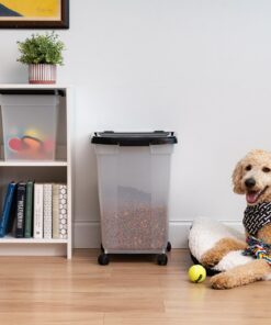 IRIS USA 65qt/16.2gal Airtight Pet Food Storage Container, Black 50 lbs Clear/Black 25 71UDDFLS0gL