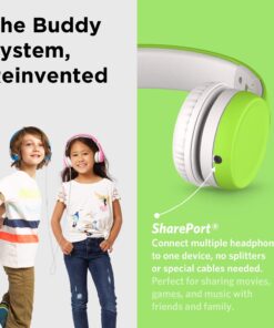 LilGadgets Connect+ Kids Headphones Wired with Microphone, Volume Limiting for Safe Listening, Adjustable Headband, Cushioned Earpads for Comfort, School Headphones for Kids, Green 23 71UEDljSWCL