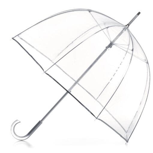 Totes Signature Clear Bubble, Rain & Windproof Umbrella - Perfect for Weddings, Travel and Outdoor Events - Curved Handle with Deluxe Finish, in Transparent or Colorful Design Options