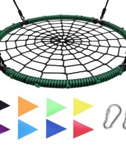Royal Oak Giant 40 Inches Spider Web Tree Swing, 600 lb Weight Capacity, Durable Steel Frame, Waterproof, Adjustable Ropes, Flag Set and 2 Carabiners, Non-Stop Fun for Kids! Green 13 71UF7Uqs3rL