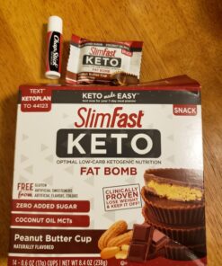SlimFast Low Carb Chocolate Snacks, Keto Friendly for Weight Loss with 0g Added Sugar & 3g Fiber, Peanut Butter Chocolate, 14 Count Box (Packaging May Vary) Peanut Butter Snack Cup 34 71UH90lS9L